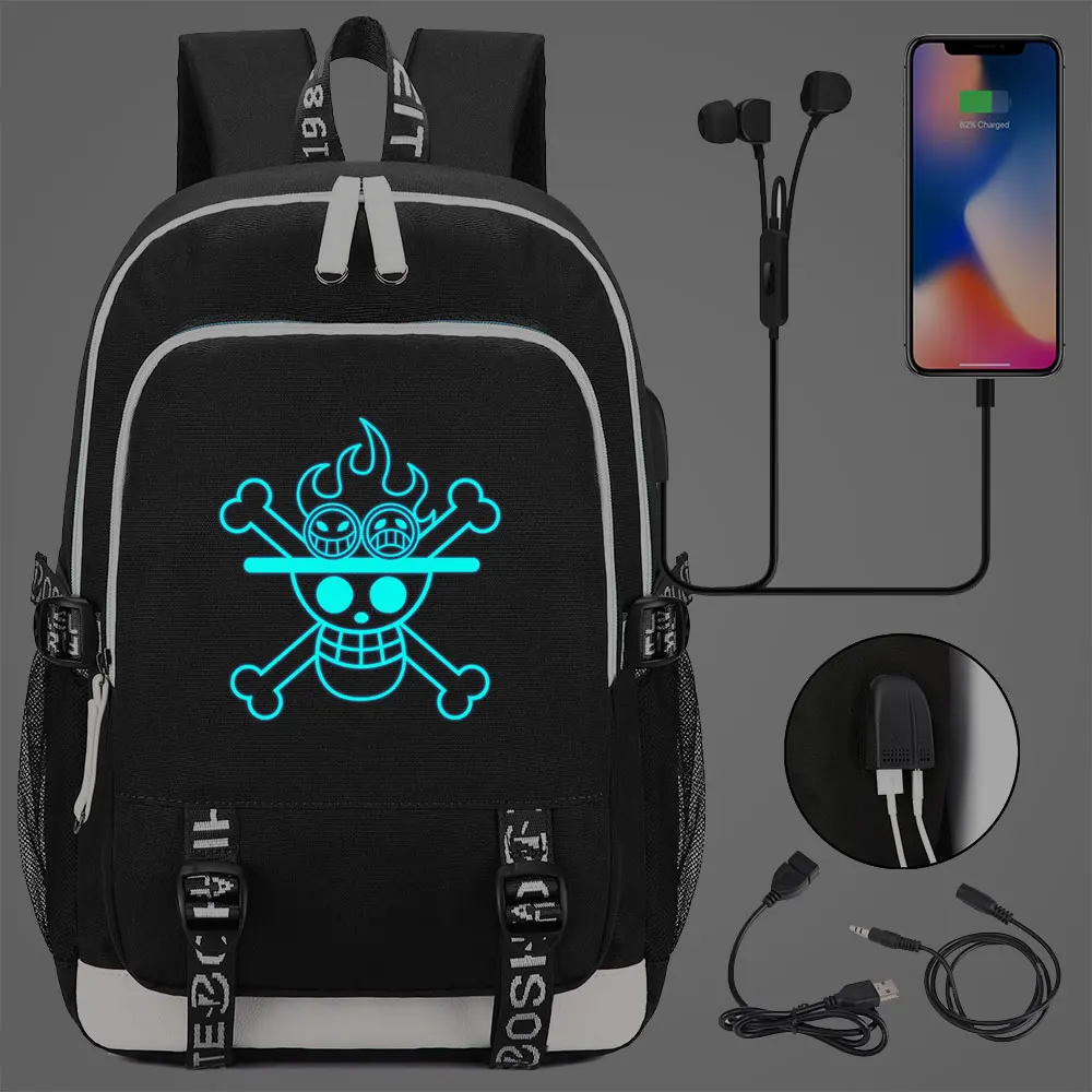 Светящийся цельный рюкзак Luffe с принтом USB и разъемом для наушников школьный