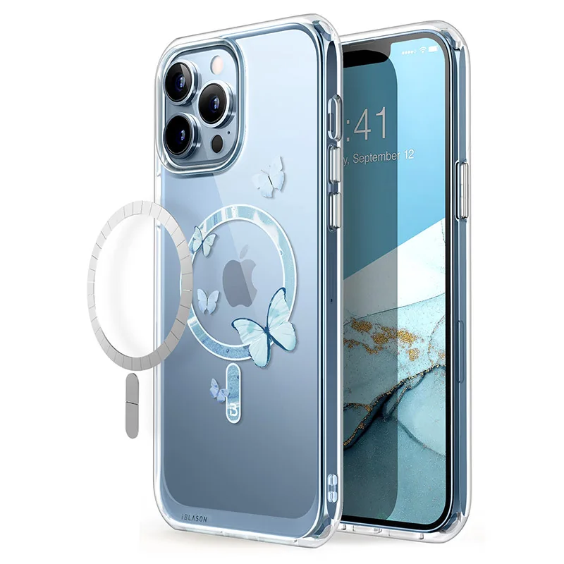 For iPhone 13 Pro Max Case 6.7 inch (2021 Release) I-BLASON Halo Slim Clear Case with TPU Inner Bumper Compatible with MagSafe phone flip cover Cases & Covers