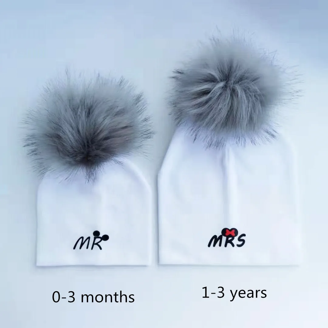 newborn cotton hats  baby pom pom  photo props mrs mr children\'s kids hat  boy accessories toddler girl cap bonnet  baby hats