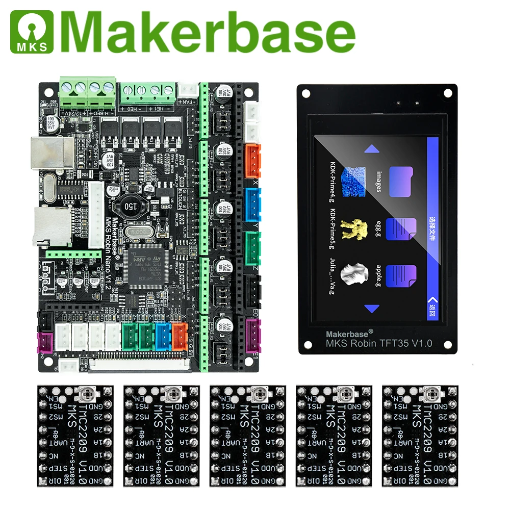 Makerbase MKS Robin Nano V1.2 32Bit Control Board 3D Printer parts support Marlin2.0  3.5 tft touch screen preview Gcode precisioncore printhead 3D Printer Parts & Accessories