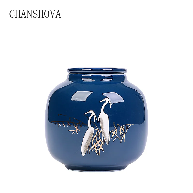 CHANSHOVA, Ретро стиль, цветная глазурь, Эгрет, голубой фарфор, чайная коробка, керамическая чайная коробка, традиционный китайский контейнер для хранения чая