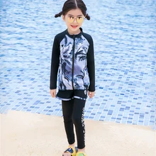 Новые дизайнерские мусульманских детский купальник 3 предмета в комплекте Длинные рукава купальные костюмы для мальчиков и девочек исламическое плавание одежда серфинг костюм