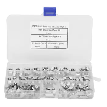 

80pcs/Set T Slot Slider Nuts M4 M5 M6 M8 Hardware Fasteners For 4040 Aluminum Profiles Round Nut