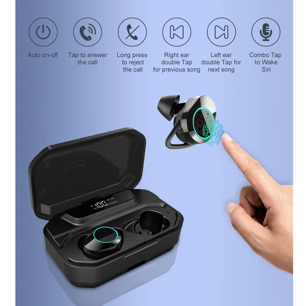 Kumi T3S беспроводные наушники Bluetooth 5 0 шумоподавление 3300 мАч с зарядным устройством