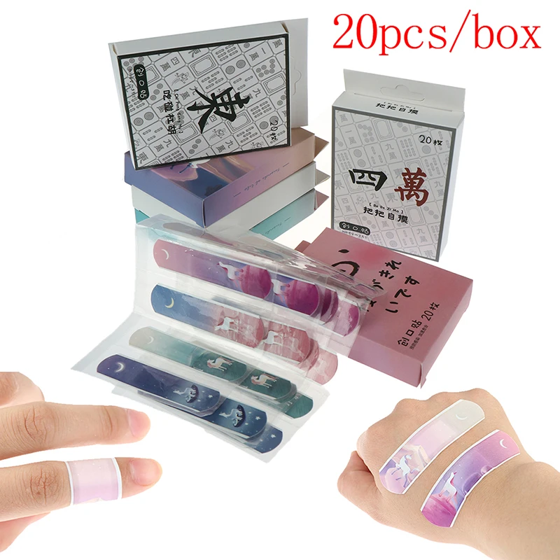20PCs Kawaii Breathable Cartoon Band Aid Portable Outdoor Cute Adhesive Bandages First Emergency Kit | Красота и здоровье