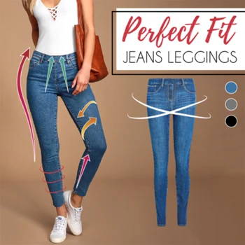 

Women Jeggings Fake Denim Jeans Push Up High Waist Slim Stretch Pencil Pants Elastic Trousers Plus Size Ladies Jeggings 2020 New