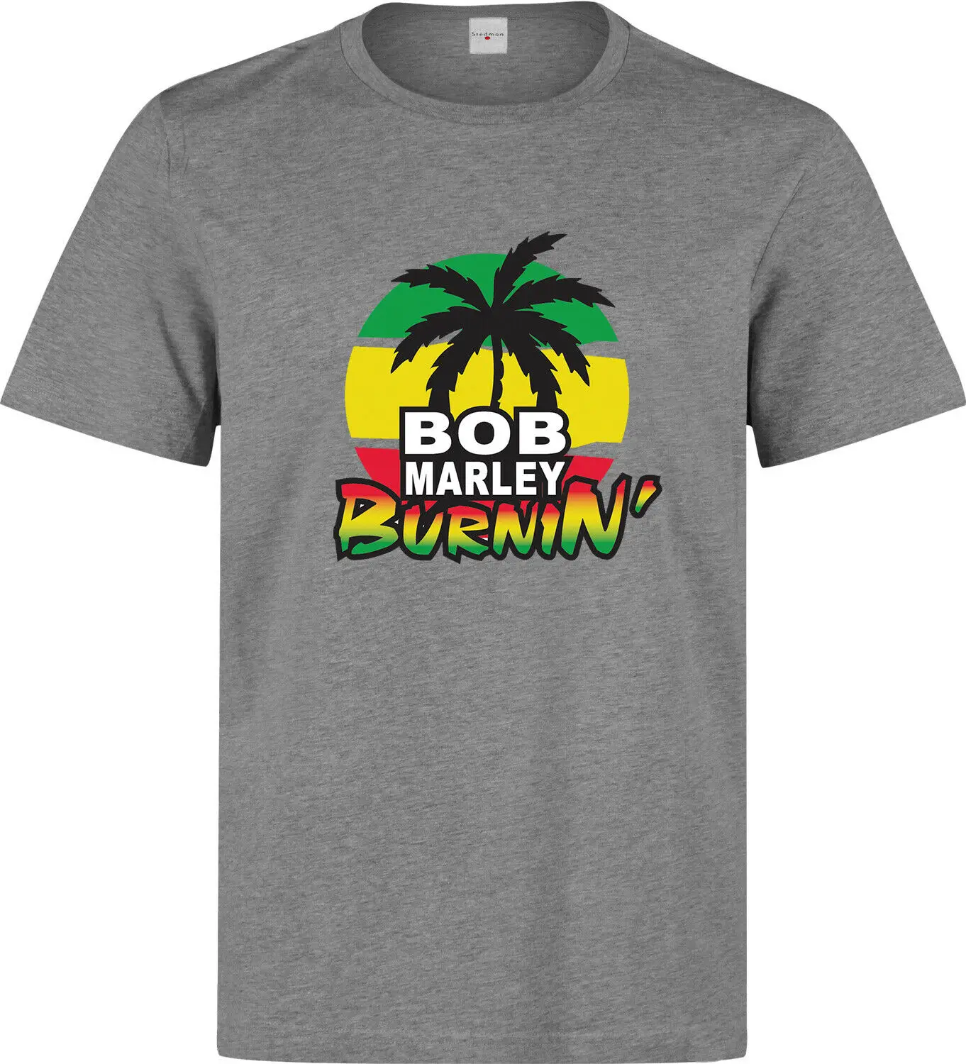 Bob Marley Burnin' Rasta Reggae Мужская (женская в наличии) серая футболка Топы оптом футболка Заказная экологическая печатная Футболка дешево