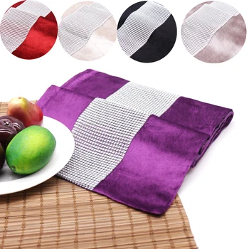

European Home Flannel Diamond Rhinestones Table Runner Tea Runners For Wedding Christmas New year Banquet Event Party Supply