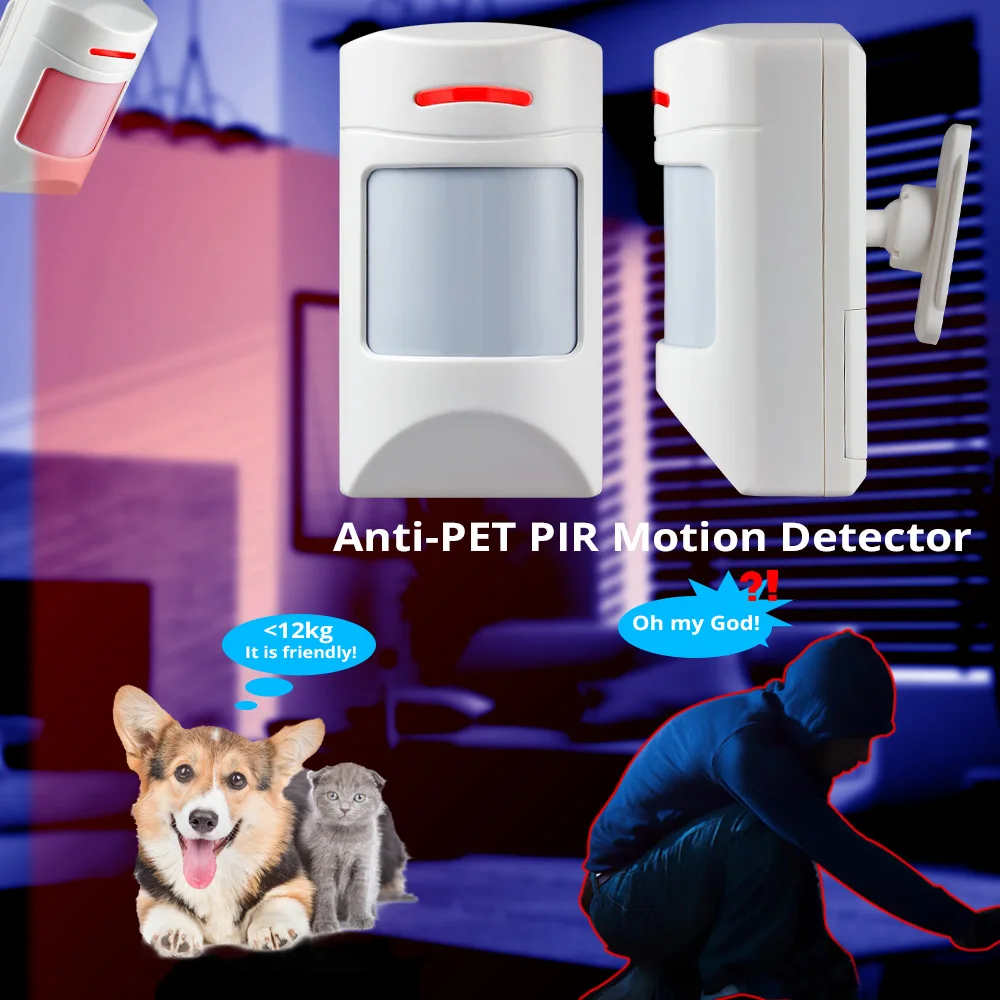 

KERUI Pet-proof Infrared Sensor 433MHz Transmit Frequency Wireless Intelligent Pet-immunity Detector Adjustable Pulse Count