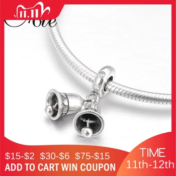 

Christmas present small bell 925 Sterling Silver fashion fine Pendant Beads Fit Original European Charm Bracelet Jewelry making