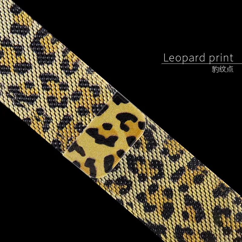 Миланский Браслет-петля черный с синим ремешком 44 мм 40 мм для Apple Watch Series 4 5 металлический магнитный ремешок для Iwatch Series 2/3/4/1 - Цвет ремешка: Leopard print