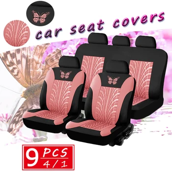 

Butterfly-Pattern Car Seat Covers Set Polyester Universal Fits Most Cars Embroidery Car Seat Cover Protector Interior Accessorie