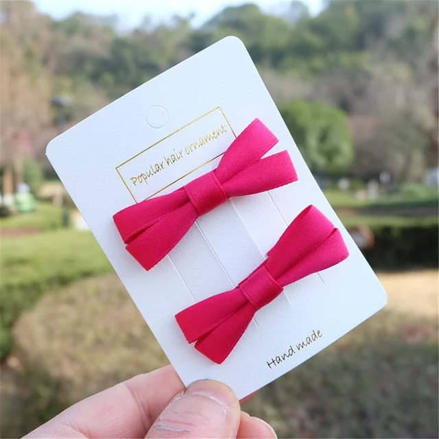 2Pcs/Set Hair Bow Clips For Girls Baby Kawii Barrettes Cute Haar Accessoires Kids Colored Ribbon Hairpins Children Hairgrip Hot 3
