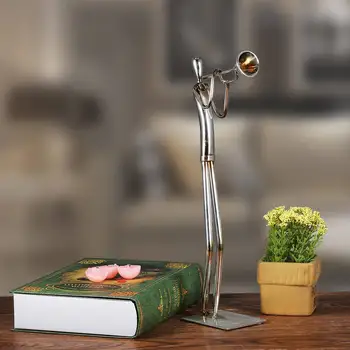 

Tooarts Metal Sculpture Orchestra Trumpet Sculpture Iron Abstract Sculpture Modern Sculpture Band Instrument Home Decoration