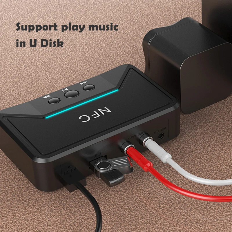 Bluetooth 5,0 приемник адаптер NFC Play 3,5 мм RCA аудио AUX Выход беспроводной Bluetooth стерео рецептор для усилителя динамика