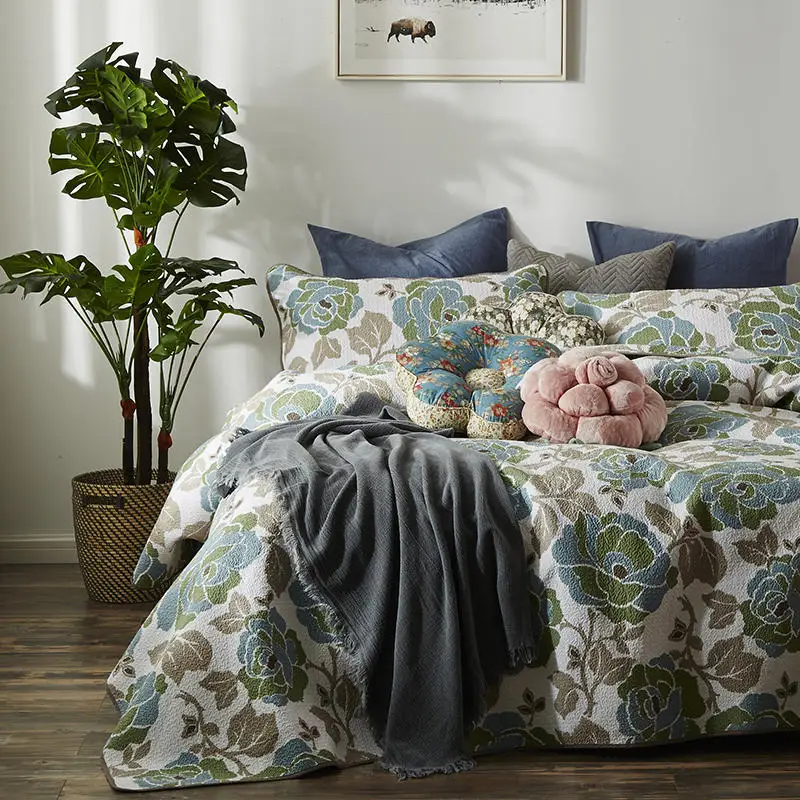 

New 100% cotton Quilting queen king size Bedspread Bed Sheet cartoon Bed Cover Pillowcase Bedding Set