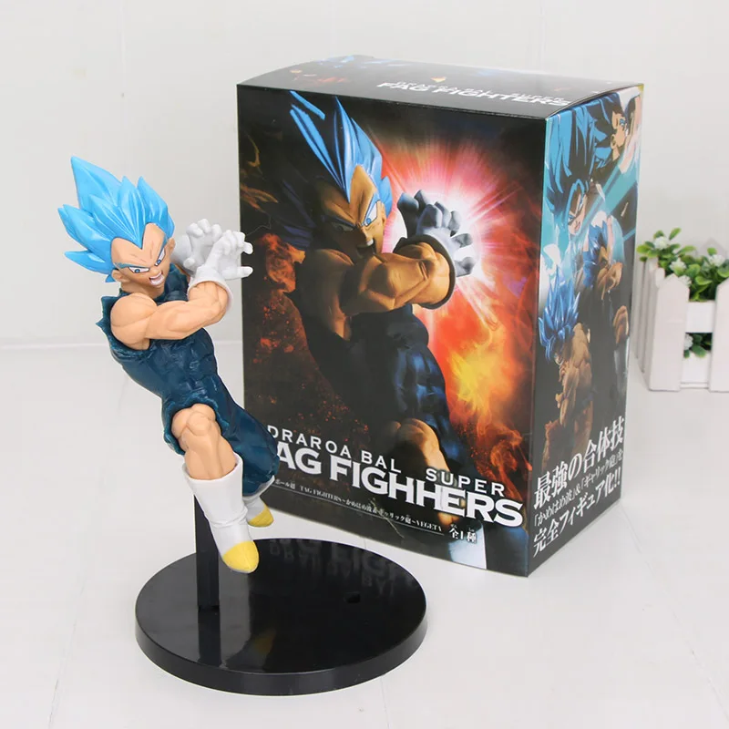 20 см аниме Dragon ball Z фигурка игрушка Супер Saiyan голубые волосы Сон Гоку Вегета тег вегетто figthers ПВХ фигурка модель игрушки - Цвет: vegeta box