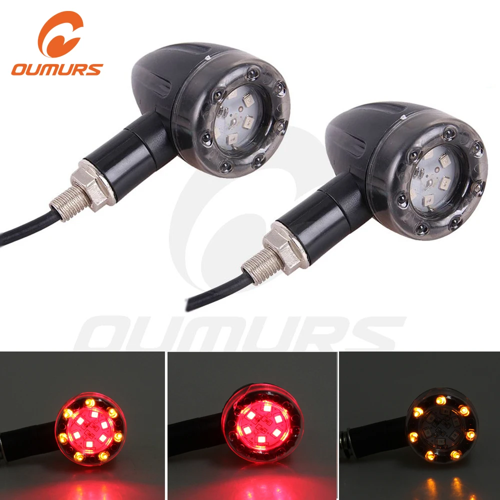 

OUMURS Motorcycle LED Amber Lamp Rear Turn Signal Brake Lights Indicator 12V 8MM Crew Diameter For Harley Honda Yamaha Suzuki
