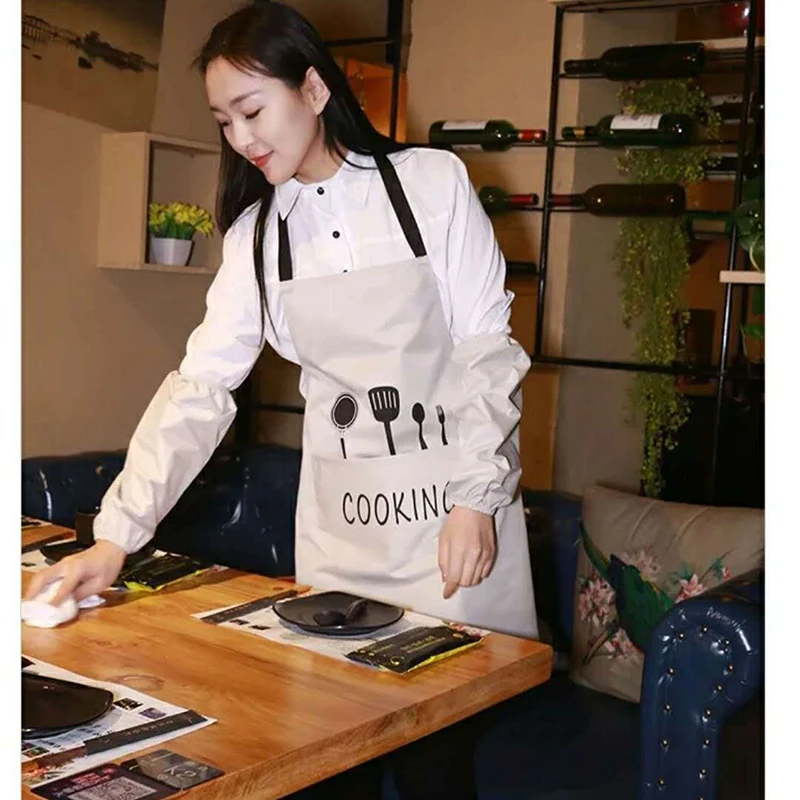 Aprons Adult Bibs Cooking Apron Waterproof Polyester Apron 1PCS Coffee Shop Cleaning Aprons Woman Men Kitchen Accessory