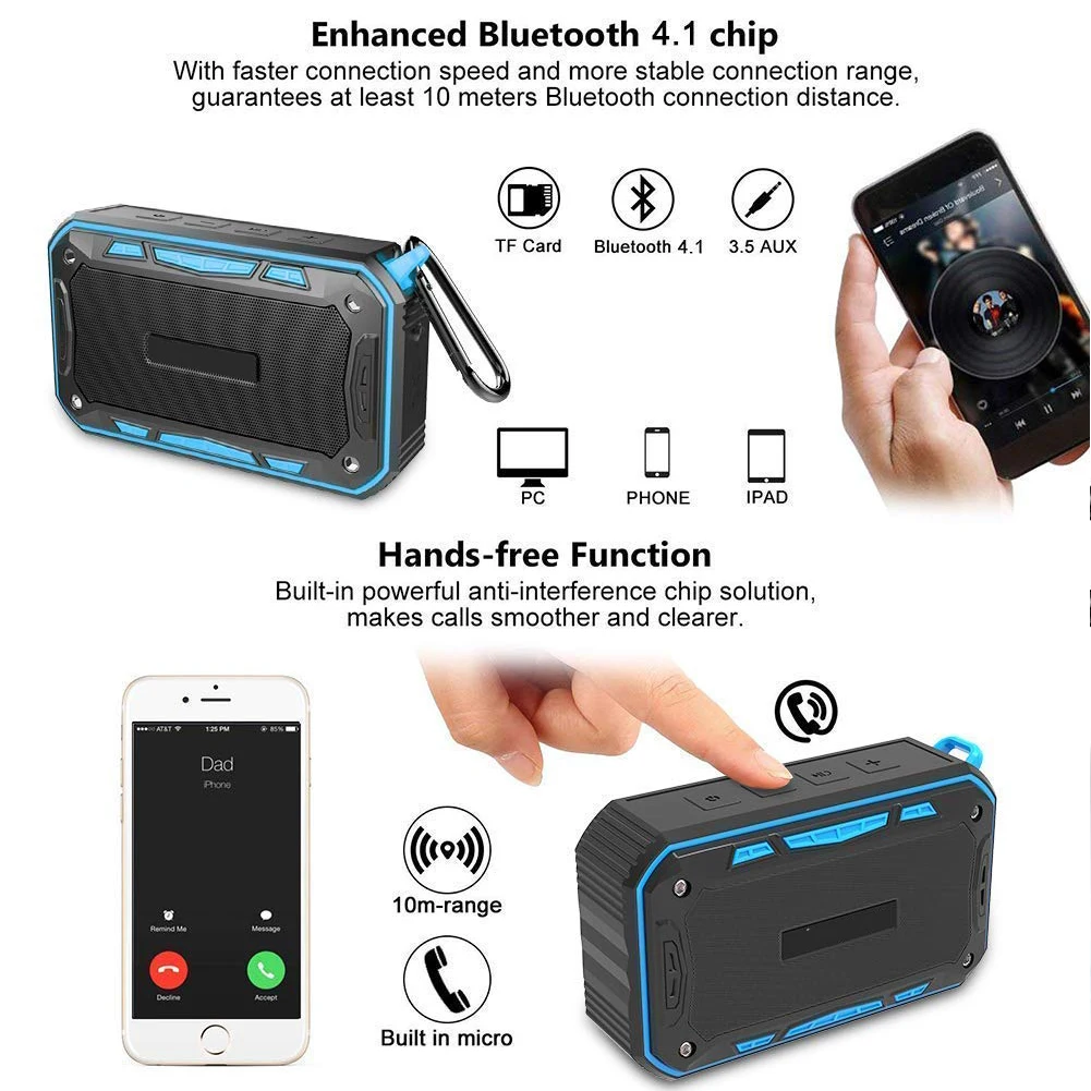 S618 Handsfree TF портативный открытый Bluetooth водонепроницаемый стерео FM радио восхождения Спорт Динамик