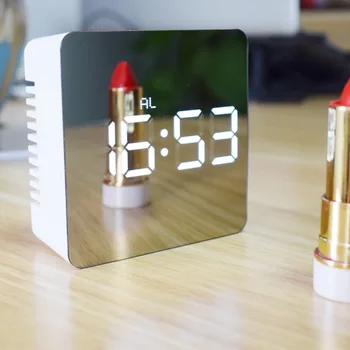 

Multi function creative image desk clock LED digital display clock makeup mirror alarm clock USB plug-in battery charging
