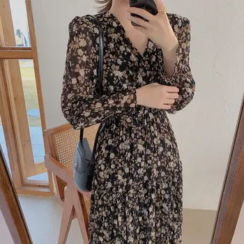 

Alien Kitty 2020 Hot Stylish Vintage All-Match Waist-Controlled V-Neck Floral Dresses Brief Casual A-Line Loose Long Dresses