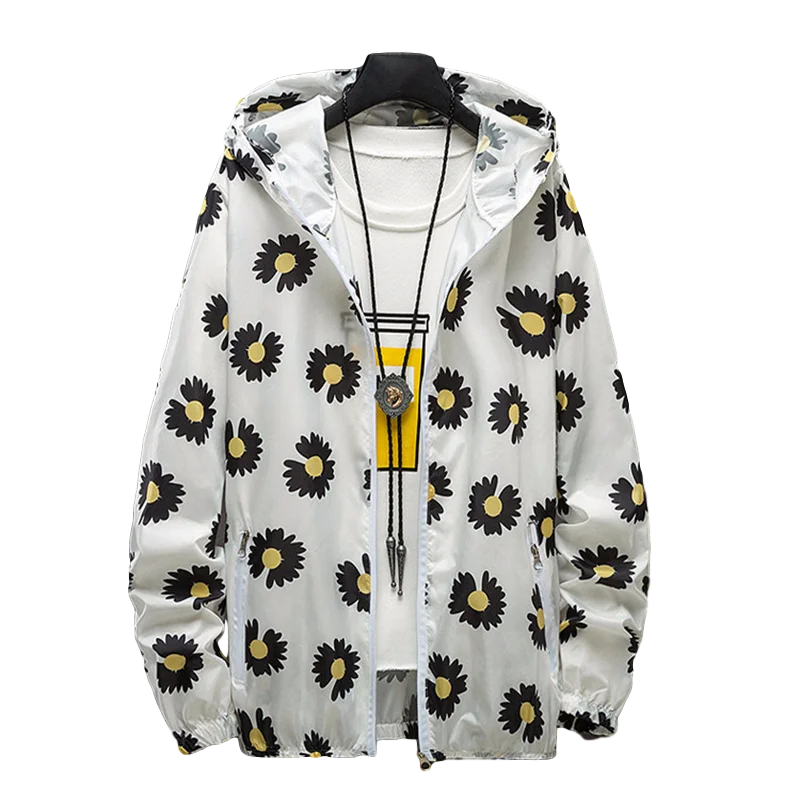 Lusumily-Summer-Windbreaker-Women-Jackets-Loose-Zipper-Daisy-Print-Thin-Coat-Sun-Protection-Clot@凡科快图