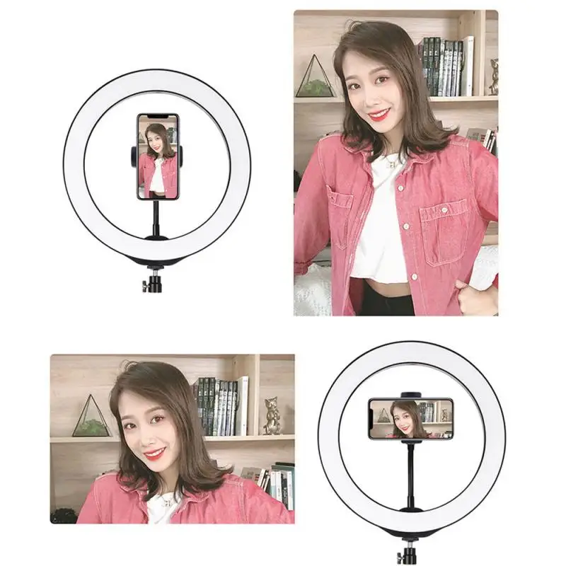 4.7 Dimmable Photography Dimmable LED Ring Selfie Ring Light Youtube Video Live Photo Studio Light With Phone Holder USB Plug