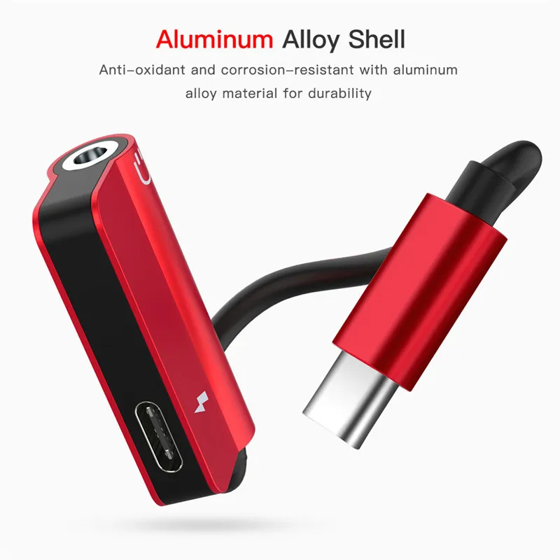 1pc Two In One Type-C Adapter For Huawei P30 P40 P20 Mate 30 Pro Xiaomi 9 8 Oneplus 7T Usb C To 3.5mm Earphone Charger Splitter | Мобильные