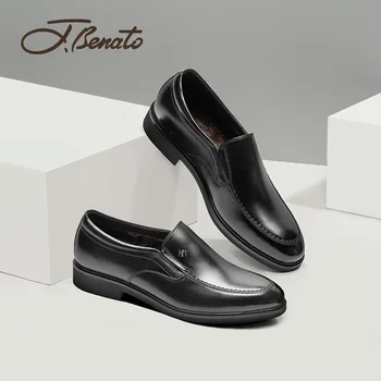 

J.benato Man shoes spring and summer new men's plus velvet warm slip-on shoes men's British business dress first layer leather s