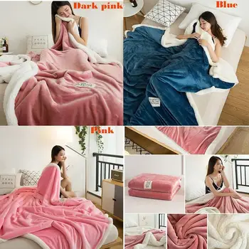 

Flannel+Wool Winter Office Bed Hotel Home Flannel Wool Blanket Warm Blanket Plush Blanket Super Soft Wedding Faux Fur