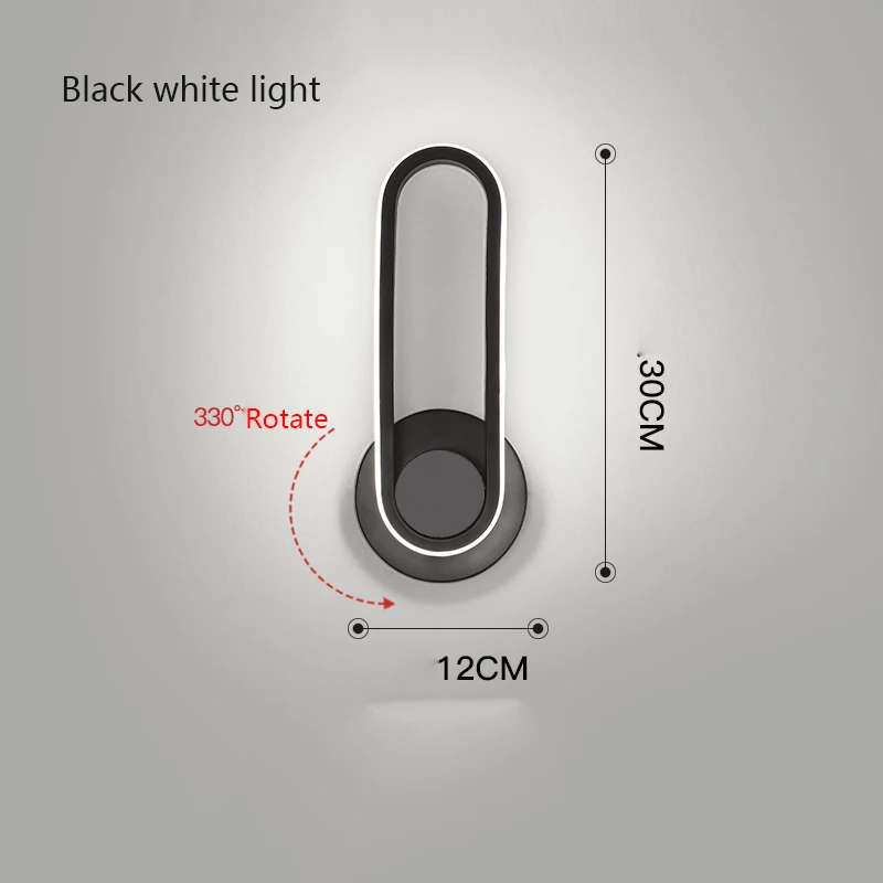 Black White Light Современный Железный настенный светильник светодиодный свет полосы настенное бра Спальня Ванная комната Гостиная для лестницы и спальни Обеденная настенный светильник - Цвет абажура: Black White Light
