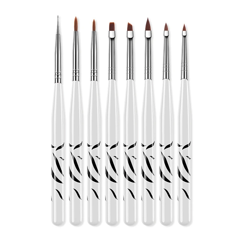 8 видов стилей Набор щеточек для ногтей Zebra Liner Draw УФ-гель, Акриловый Лак Кисть для дизайна ногтей ручка для рисования Типсы для маникюра наборы инструментов - Цвет: Nail brush