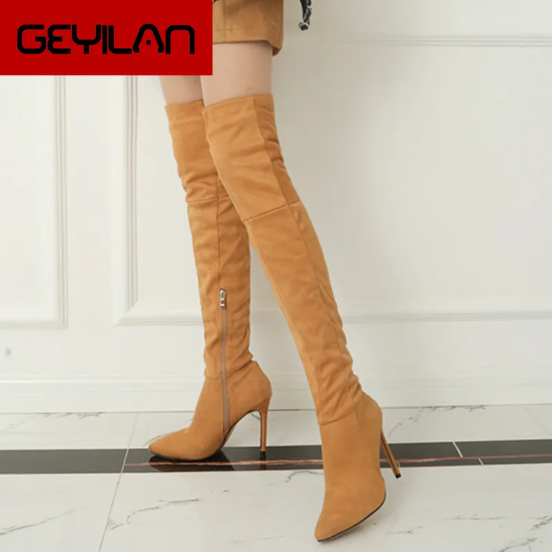 

2019 Brand Autumn Winter Women Boots Long Stretch Slim Thigh High Boots Fashion Over the Knee Boots High Heels Shoes Woman