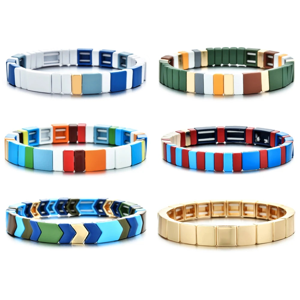 ZMZY New Fashion Boho Enamel Colour Unisex Stretch Bracelets Colorful Bangles for Women