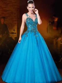 

Ball Gown kleider gala jurken See Through Back Lace Appliqued Vestidos de noche Long Elegant Prom mother of the bride Dress