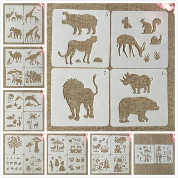 

30Pcs/Lot 13*13cm Wild Animals Zoo DIY Layering Stencils Wall Painting Scrapbook Coloring Embossing Album Decorative Template