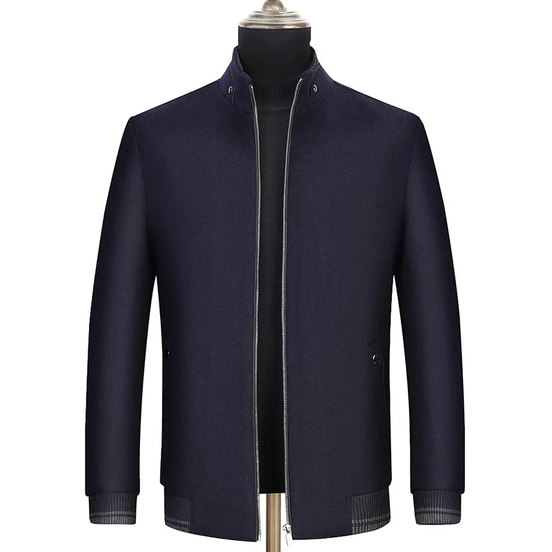 

Autumn And Winter Middle-aged Business Casual Woolen Jacket Short Stand Collar Wool Coat Daddy Clothes Woolen Coat Men's