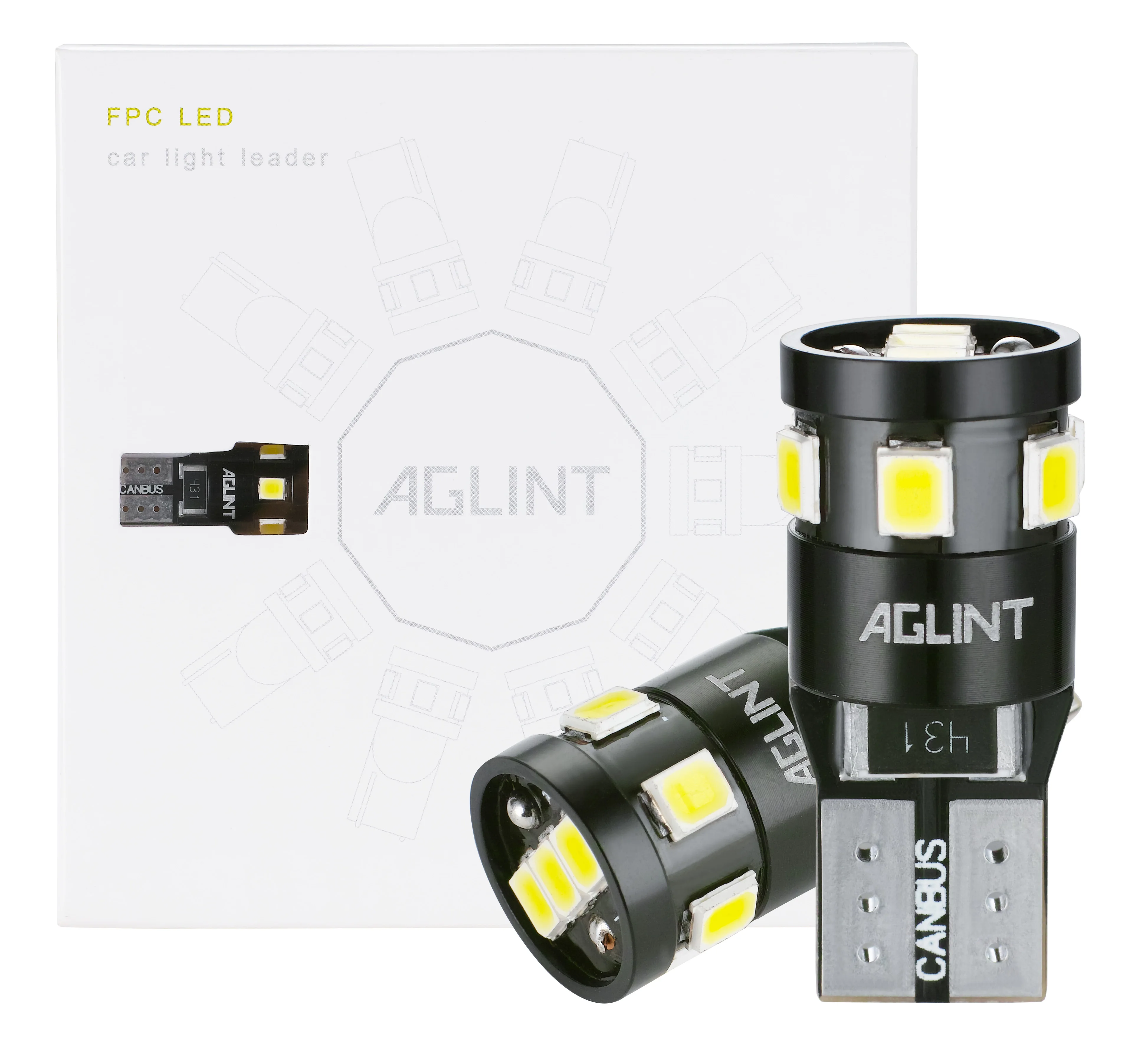 AGLINT 10 шт. T10 5w5 Led Canbus Нет ошибки для W5W 194 168 2825 9-SMD 2835 для автомобиля Купол Карта двери багажника номерного знака огни белый