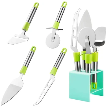 

5 Pieces Pizza Cutter Wheel Pizza Server Set, Super Sharp Pizza Slicer with Ergonomic Non Slip Handle