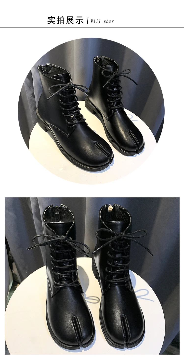 Высококачественные ботинки из мягкой кожи с раздельным носком; женские Ботинки martin на шнуровке; Новинка; ботинки «Челси» на молнии