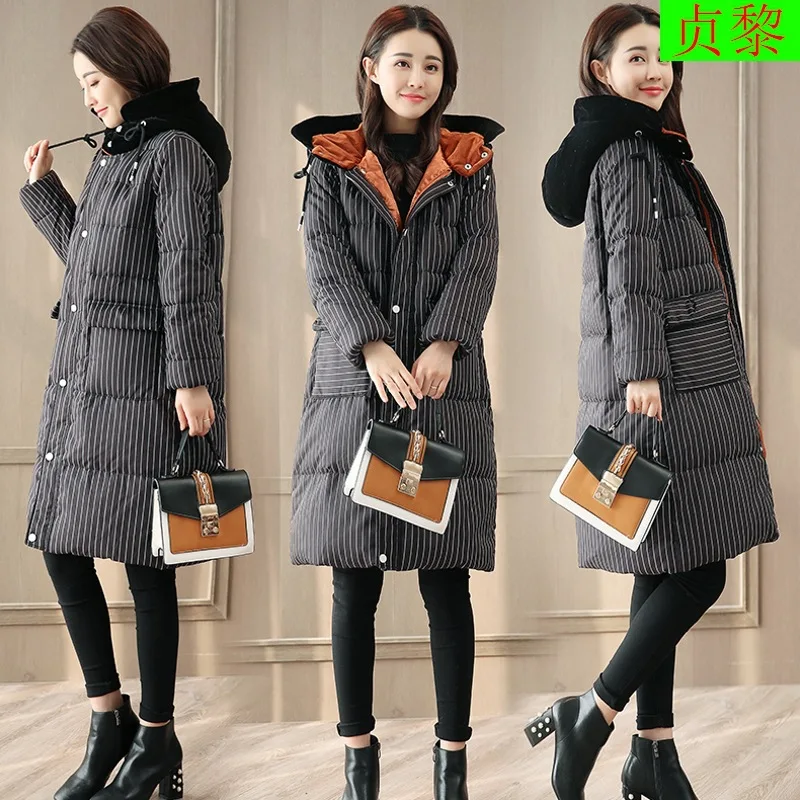 

Cotton-padded Clothes Women's Mid-length Korean-style Loose-Fit 2018 New Style Stripes Winter Coat Women's Cotton-padded Jacket