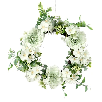 

Artificial Camellia Wreath Door Decoration Flower Aarrangement Wreaths Decoration Wedding Hanging Spring Wreath Ring Round Home