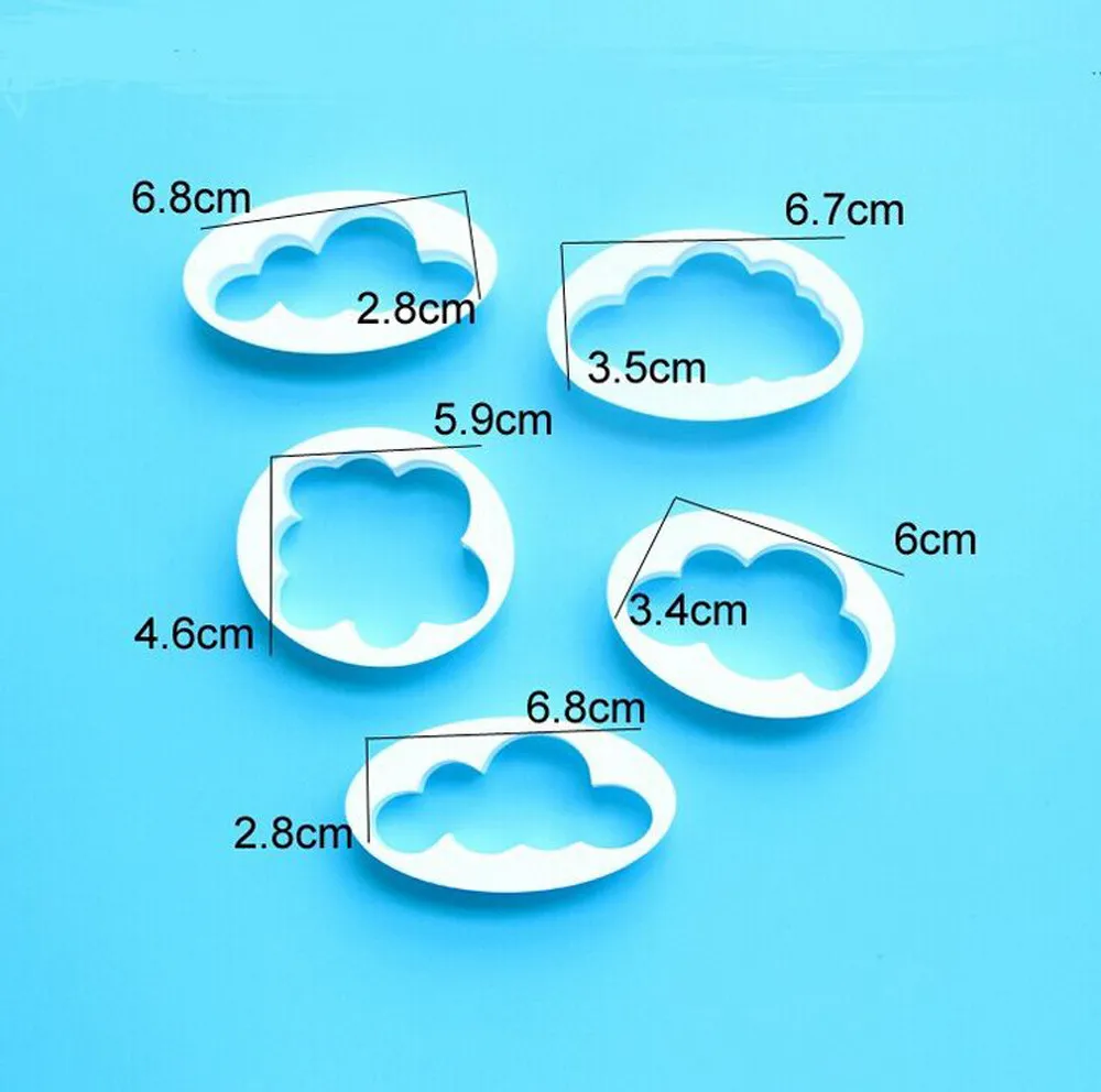 

#30 Cake Shape 5 Pcs Cloud Turn Sugar Decoration Creative Cookies Cutting Model 5Pcs/Set Shape Turn Fondant Cutter