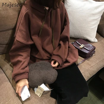 

Hoodies Women Big Pockets Drawstring Oversize Student Harajuku BF Simple Letter Pullovers Korean Style Womens Chic Ulzzang Long