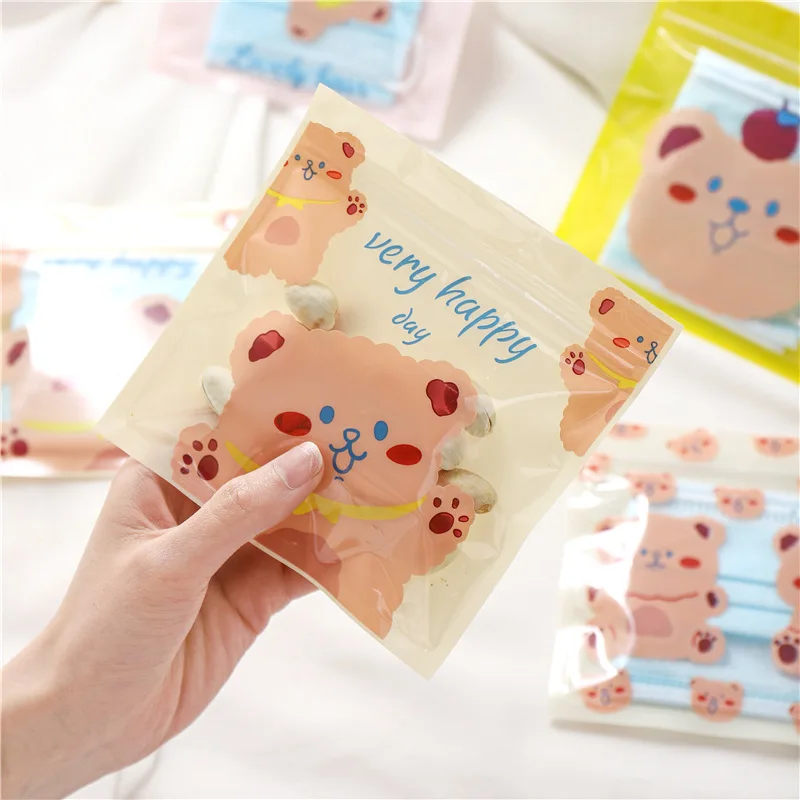 100pcs Cute Bear Packaging Bag with Zip Lock Gift Jewelry Food