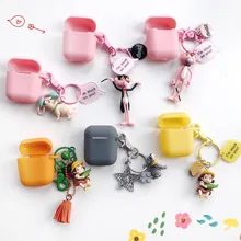 Для AirPods 1 2 Чехол милый мультфильм с кольцом для ключей роскошные