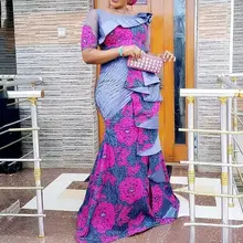 Летнее элегантное вечернее платье большого размера, женское длинное платье с открытыми плечами, с цветочным рисунком, с рюшами, Африканское женское сексуальное облегающее платье Макси