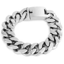 Полированный серебряный браслет-цепочка из нержавеющей стали 316L, мужские браслеты шириной 20 мм, модные мужские ювелирные изделия с ручкой