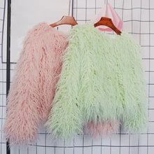 

Oversize Women's Fur Coat Colorful Furry Pink Lamb Wool Faux Fur Coat Female Shaggy Sheepskin Coat Winter Artificial Fur Jacket